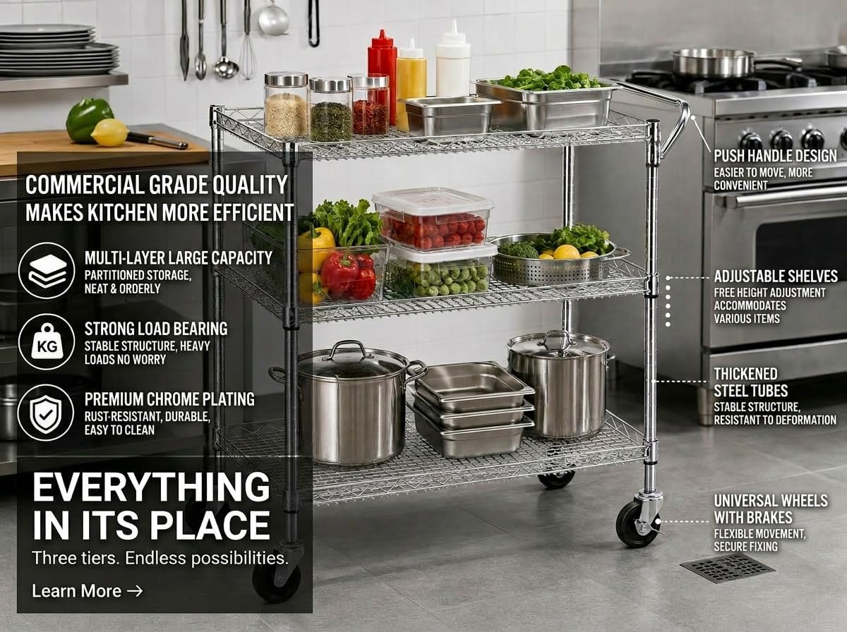 Heavy Duty Rolling Utility Kit - Commercial Kitchen And Bar recension och pris